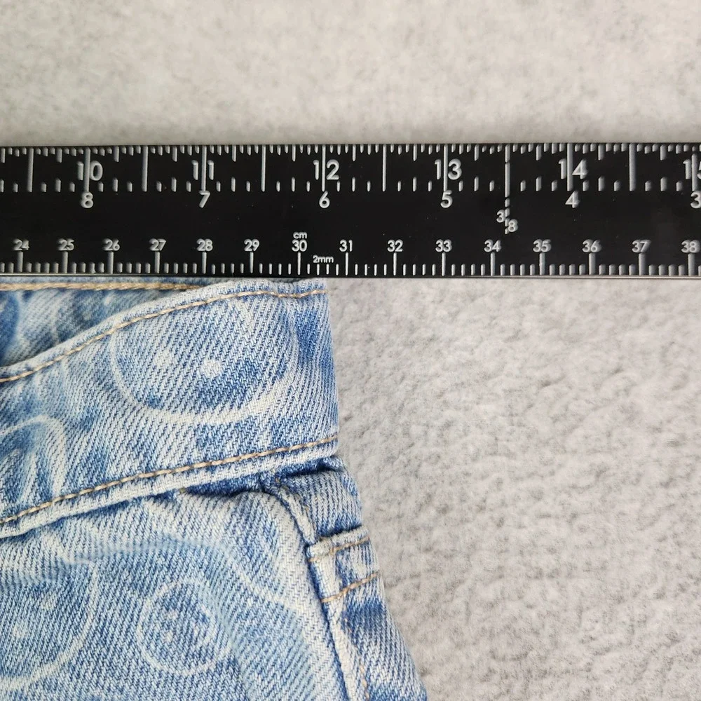 Old Navy Jeans Girls 10 Blue Smiley Face High Rise Built-In Tough Baggy Wide Leg